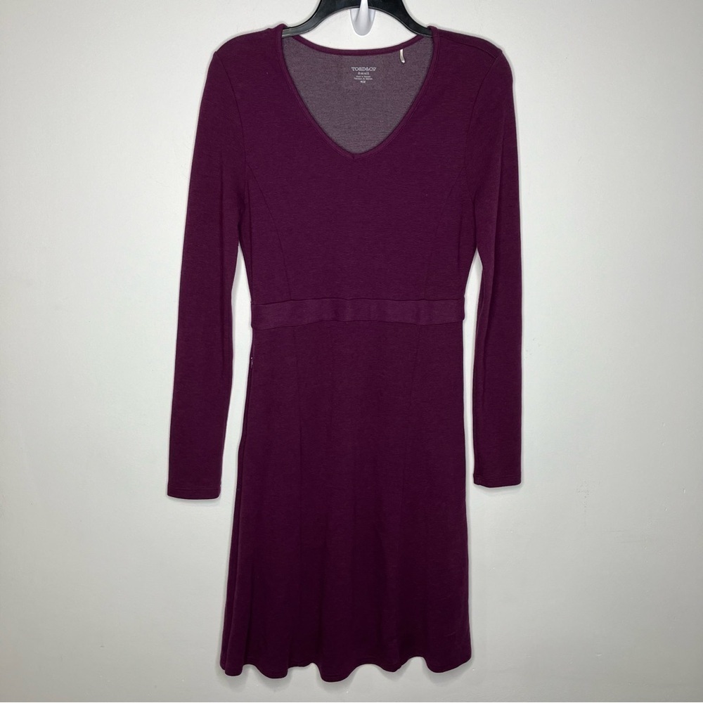 Toad & co long sleeve tomboy dress v-neck purple size‎ small